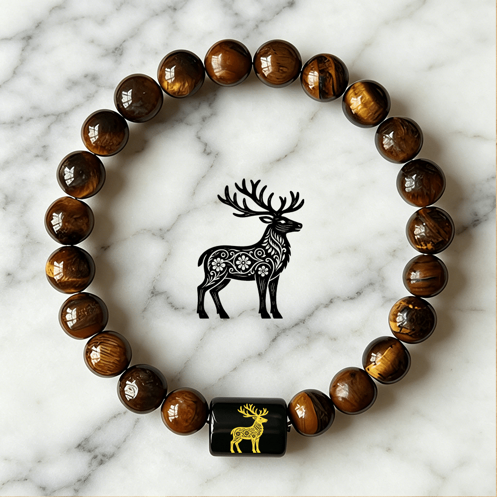 Women's Boho Vintage Deer Charm Beaded Bracelet, Daily Wear